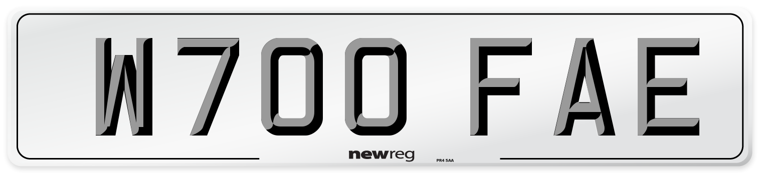 W700 FAE Number Plate from New Reg